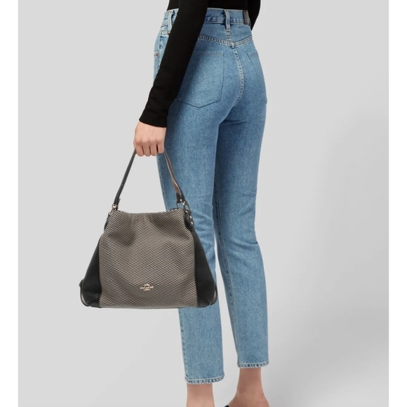 Coach Handbags - Coach Black and Cream Signature Hobo Tote